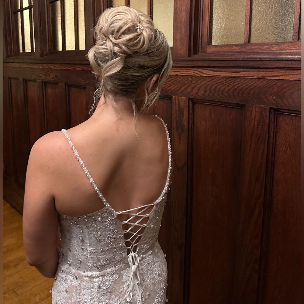 V. Chapman Strapless Lace Midi Dress in White - Picture 6 of 8